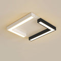 Modern LED Ceiling Light Fixture - Square Flush Mount Lighting for Kitchen, Bedroom, Bathroom, Hallway - Minimalist Black & White Design, Mid-Century Style Indoor Lamp