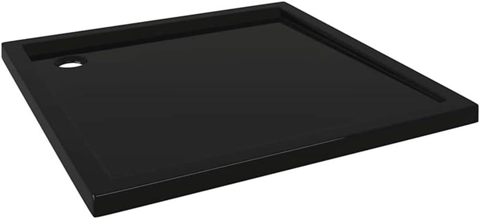 Bowery Hill Contemporary Square Shower Base Tray, 31.5 x 31.5 x 1.6 in, High-Gloss Black ABS with Fiberglass Reinforcement, Low Threshold, Slip-Resistant, Durable Bathroom Fixture for Modern Shower
