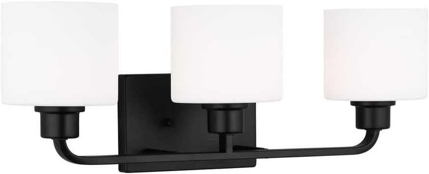 Generation Lighting 3-Light Canfield Modern Bath Fixture Wall Lamp Midnight Black 4428803-112, Bathroom Light Fixture for Home Décor, Wall Sconce Vanity Light Fixture and Bathroom Accessory