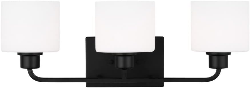 Generation Lighting 3-Light Canfield Modern Bath Fixture Wall Lamp Midnight Black 4428803-112, Bathroom Light Fixture for Home Décor, Wall Sconce Vanity Light Fixture and Bathroom Accessory