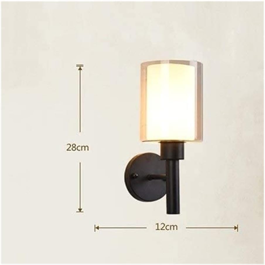Modern Bathroom Wall Light, LED Glass Wrought Iron Black Corridor Wall Lamp,Bar Stair Living Room Wall Sconce,for Living Room,Bedroom,Stairway,Bedside
