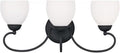 Beaumont Lane 3-Light Bath Vanity Light, 22.75 in W x 9.75 in H, Black Finish, Art Deco-Inspired Design, Wrought Iron Style, Indoor Bathroom Lighting Fixture