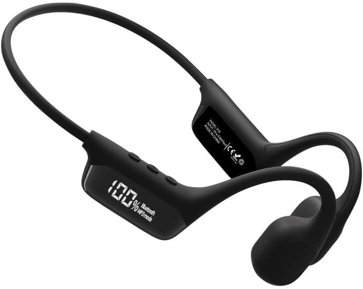 IPX8 Waterproof Swimming Headphones Bone Conduction Earbuds Built in 32G Memory Open Ear Headphones Wireless Bluetooth 5.4 with Mic,Single Battery Life 10H Sport Earphones for Running,Cycling,Black