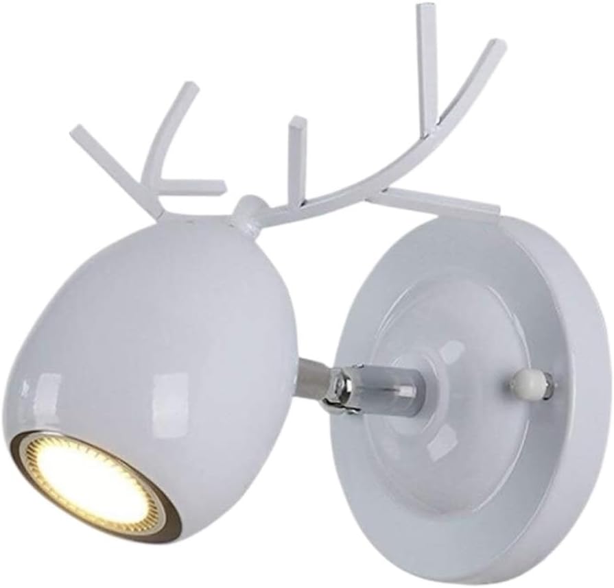 Sconce Wall Lighting Wrought Iron Wall Lamp Nordic Creative Antlers Wall Light Bedroom Wall Sconce for Living Room Bedside Dining Room Bathroom Light Fixtures(White)