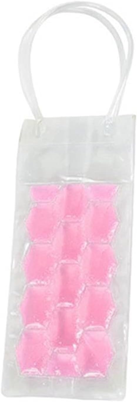 Ice Buckets Simple Portable Ice Bag White Wine Ice Cold Tool Freezer Bag Out Refrigerated Cooler Ice Bag Beer Beverage Cooling Ice Bucket Kits (Color : Pink)