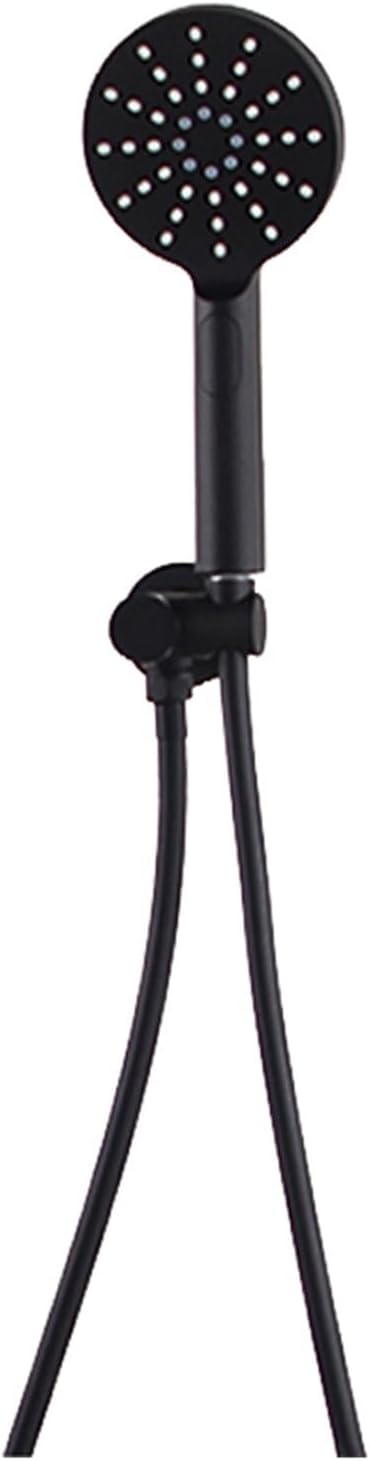 3-Way Handheld Shower Head with Holder and Hose, Wall Mounted Bathroom Shower Fixture, 1 Button 3 Control, Matte Black,(Round)