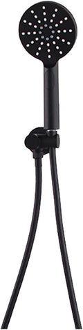 3-Way Handheld Shower Head with Holder and Hose, Wall Mounted Bathroom Shower Fixture, 1 Button 3 Control, Matte Black,(Round)