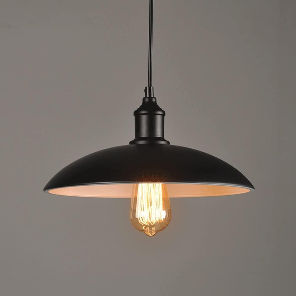 Retro Pendant Light, Black Metal Lamp Body + Frisbee Shape Wrought Iron Lampshade Hanging Lights, E27 Lighting Fixtures for Farmhouse, Dining Room, Bathroom