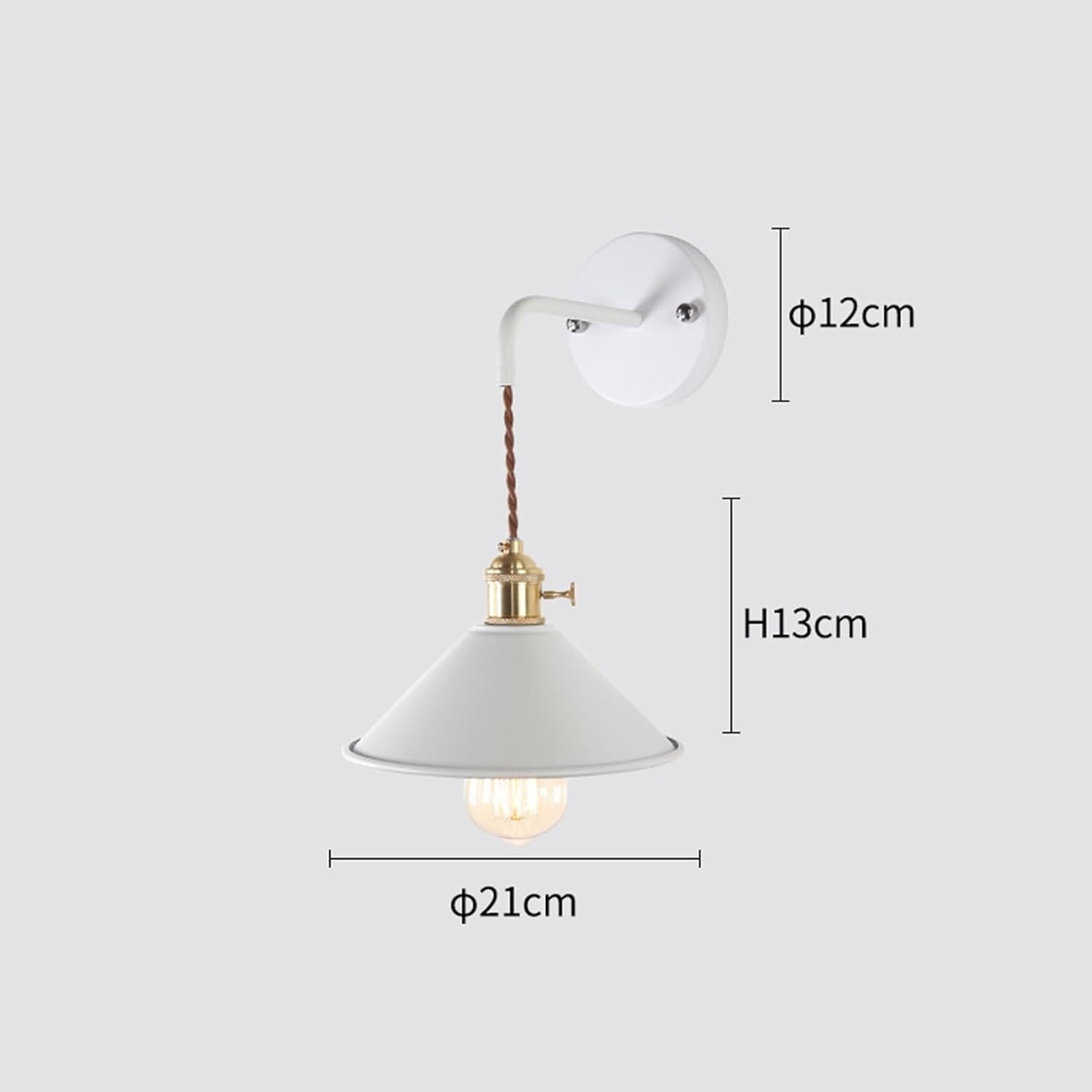 Nordic Wall Sconce Lamps, E26 Edison Macaron Wall Fixture, Copper Wall Mounted Spotlights with Frosted Paint Body for Bedroom and Bathroom Vanity