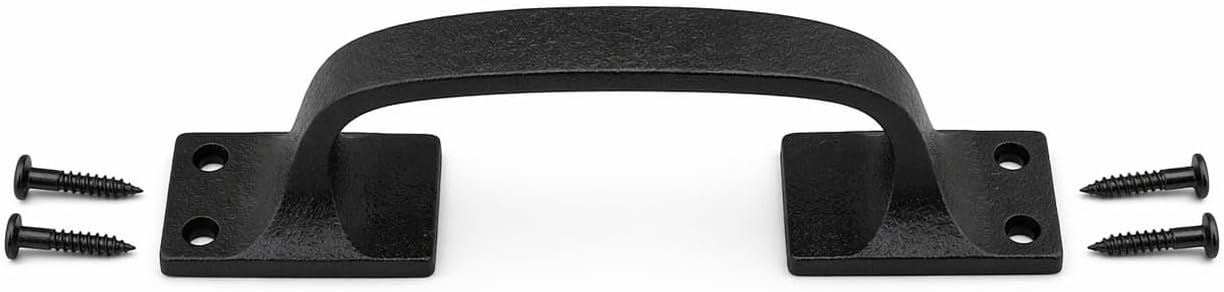 Renovators Supply Manufacturing Black Wrought Iron Cup Bin Pull Cabinet Drawer Handle 6', Pack of 12