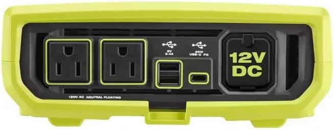RYi8030A-BK Fits for Ryobi 18-Volt 800-Watt Maximum 12-Volt Automotive Power Inverter with Dual USB Ports with 4.0 Ah Battery and Charger