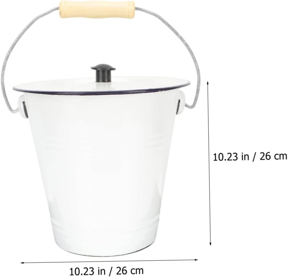 Luxshiny Enamel Milk Bucket Lid Multiuse Utility Pail for Liquid Storage Thickened Container for Milk Water and More for Household and Party Use Capacity