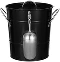 Ice Bucket Bar Stainless Steel Ice Bucket with Lid Portable Ice Bucket Champagne Beer High Color Ice Pellet Bucket(Black)