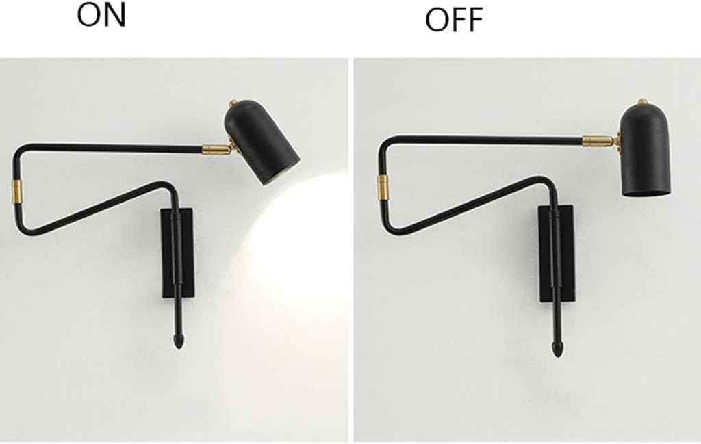 Sconce Wall Lighting Telescopic Wall Lamp Nordic Wrought Iron Rocker Wall Light Long Pole Folding Bedside Reading Lamp Bedroom Living Room Bathroom Light Fixtures(Black)