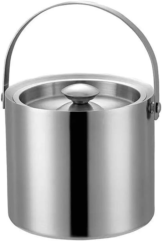 JSEIAJB Stainless Steel Ice Bucket with Cold Insulation and Lid KTV Bar Red Wine and Beer Chilled Bucket