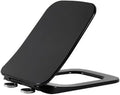 Matte Black Soft-Close Toilet Seat,Rectangular Toilet Bowl with Quick Release UF Material for Square Toilet Replacement Cover Lid for Modern Bathrooms,Adjustable Hinge,Black