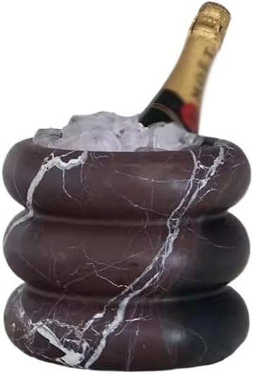 Ice Bucket Ice Bucket for Freezer Natural Marble Red Wine Ice Bucket, Villa Model Room Decoration Ornaments, Jade Ice Bucket Desktop Ornaments Ice Buckets Party Cooler Drink Cooler(A)