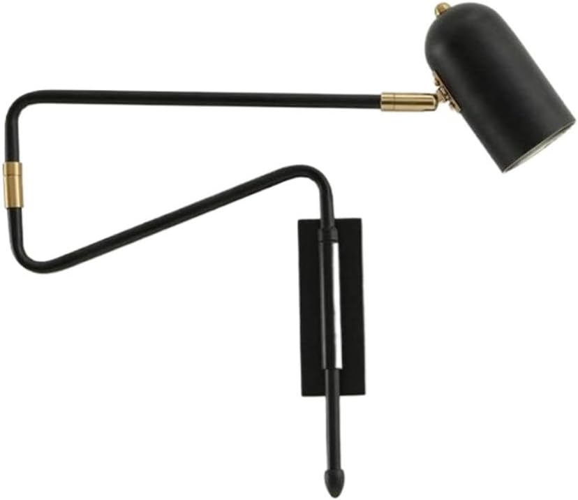 Sconce Wall Lighting Telescopic Wall Lamp Nordic Wrought Iron Rocker Wall Light Long Pole Folding Bedside Reading Lamp Bedroom Living Room Bathroom Light Fixtures(Black)