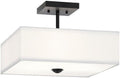 Kichler, Shailene 14' 3 Light Square Semi Flush with Satin Etched White Diffuser and White Microfiber Shade in Black, 43691BK