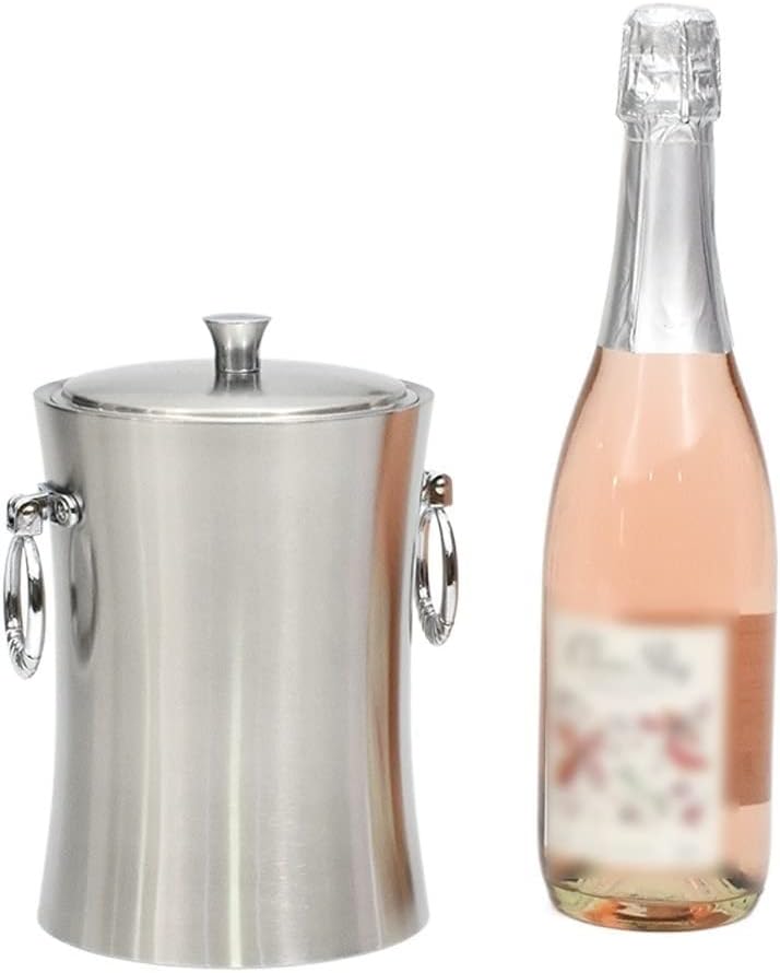 Ice Bucket Ice Bucket for Freezer Stainless Steel Double-layer Ice Bucket portable Bar Party Red Wine Beer Bucket Cold Ice Bucket Large-capacity Ice Bucket Ice Buckets Party Cooler Drink Cooler(S22.5c