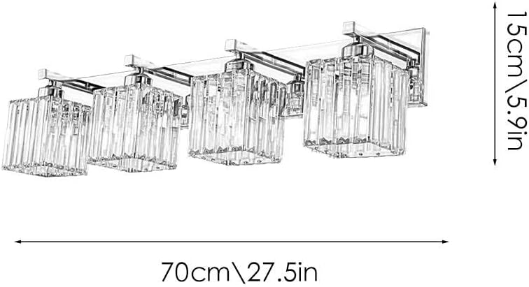 4 - Light Black d Bathroom Lighting Fixtures with Square Clear Crystal Lampshade, Modern Farmhouse Wall Lamp for Bathroom Over Mirror