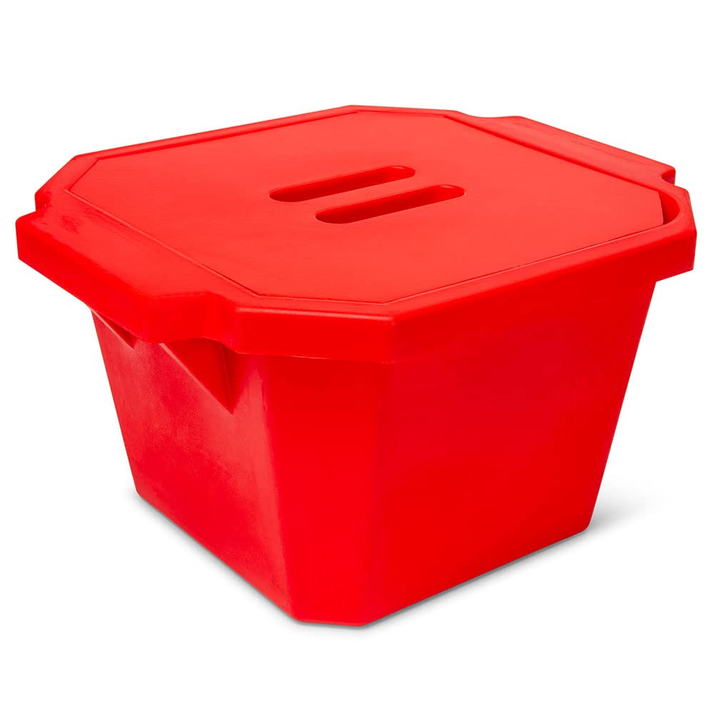 Globe Scientific 455015R Rectangular Ice Bucket with Lid, Red, 4.5L Capacity, 330mm Length, 280mm Width, 185mm Height