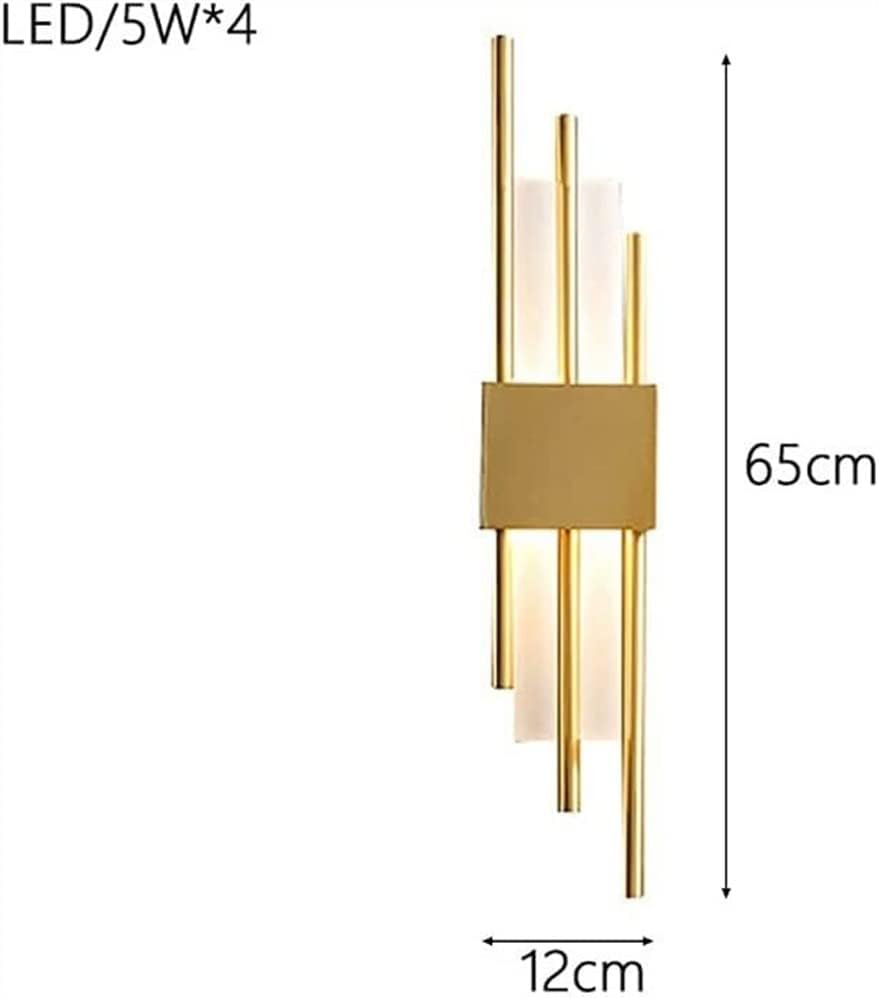 KISAD Wall Lighting Fixtures Nordic Wrought Iron Wall Sconce Modern Minimalist Art Wall Light Wall Mounted Lighting Fixture for Bedroom Bathroom Villa Balcony Decoration(White Light,M-Gold)