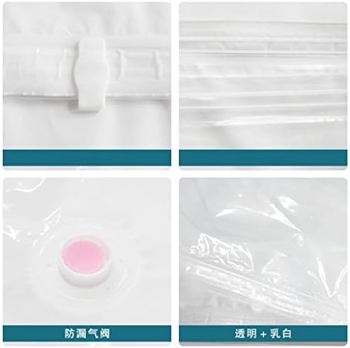 Thickened Vacuum Storage Bags with Valve - White Border, Foldable Travel Seal Bags, 50x70cm, 5 Pack, Includes Electric Air Pump for Space Saving and Organizing.