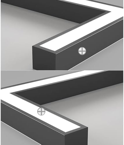 Modern LED Ceiling Light Fixture - Square Flush Mount Lighting for Kitchen, Bedroom, Bathroom, Hallway - Minimalist Black & White Design, Mid-Century Style Indoor Lamp