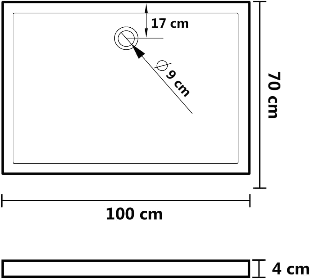 vidaXL Rectangular ABS Shower Base Tray Home Indoor Bathroom Hardware Fixture Plumbing Low Threshold Shower Tray Bath Base White 39.4'