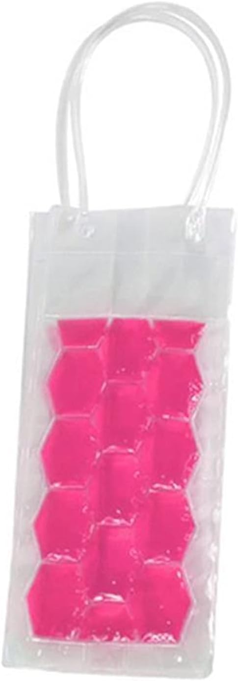 Ice Buckets Simple Portable Ice Bag White Wine Ice Cold Tool Freezer Bag Out Refrigerated Cooler Ice Bag Beer Beverage Cooling Ice Bucket Kits (Color : Rose Red)