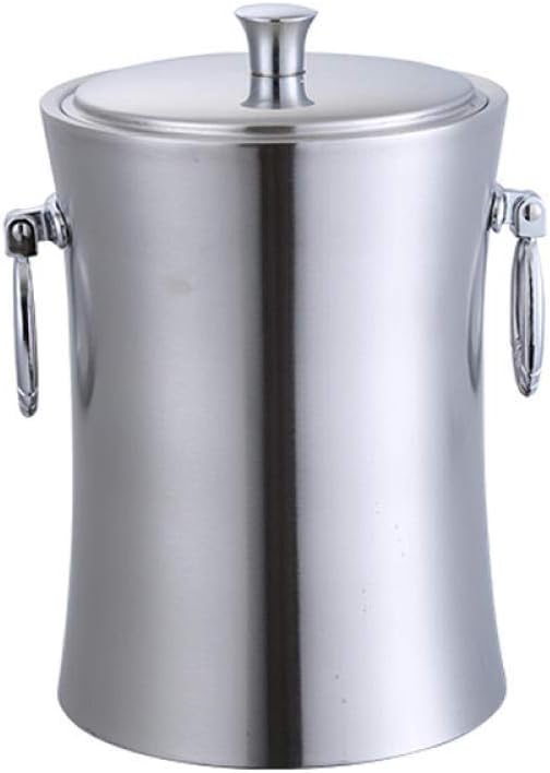 ice bucket, Ice Bucket Thick Stainless Steel Hand Strap Cover Insulation Ice Bucket Red Wine Ice Bucket Bar Dedicated
