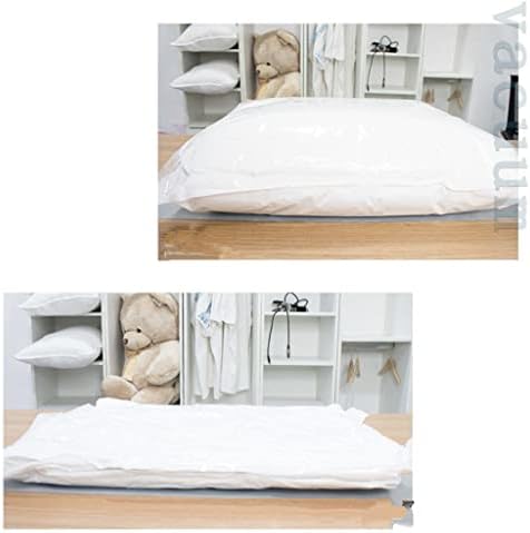Thickened Vacuum Storage Bags with Valve - White Border, Folding Compression, Travel-Safe Seal, 50x70cm, 5 Pack, Ideal for Clothes, Bedding, and Travel - Electric Air Pump Included