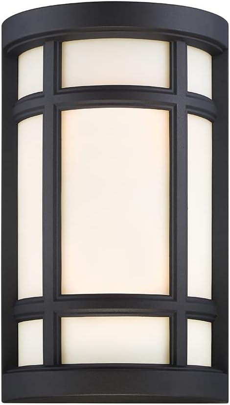 DESIGNERS FOUNTAIN Logan Square 2-Light Outdoor Wall Sconce, 8 Inch Lighting Fixture for Patio, Porch and Front Door, Black, 34121-BK
