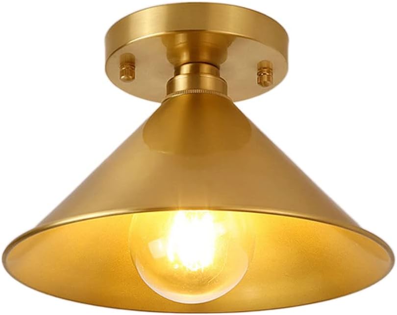 Industrial Style Chandelier Minimalist Ceiling Lamp Fixture Bedroom Flush Mount Light E27 Metal Shade Decoration Lighting Fixtures Amen Retro Brass,B