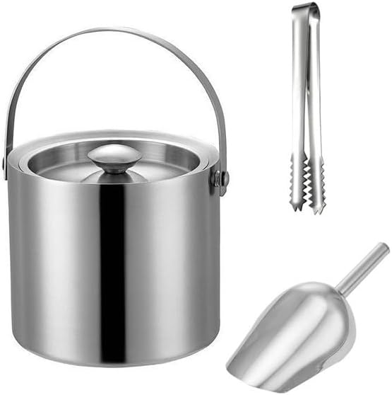 Ice Bucket Ice Bucket for Freezer Stainless Steel European Champagne Bucket Thickened Ice Bucket, Ice Cube Bucket Iced Hotel Bar Red Wine Bucket Ice Buckets Party Cooler Drink Cooler(3L)