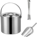 Ice Bucket Ice Bucket for Freezer Stainless Steel European Champagne Bucket Thickened Ice Bucket, Ice Cube Bucket Iced Hotel Bar Red Wine Bucket Ice Buckets Party Cooler Drink Cooler(3L)