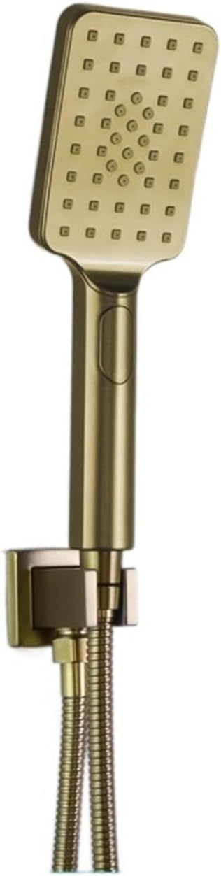 ABS Hand Shower Set Bathroom Fixtures Brass Material Square Holder Chrome/Black/Gold/Grey 1.5m Hose 3 Functions Shower Spare(BG Set)