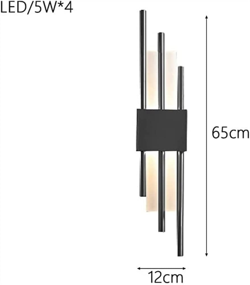 KISAD Wall Lighting Fixtures Nordic Wrought Iron Wall Sconce Modern Minimalist Art Wall Light Wall Mounted Lighting Fixture for Bedroom Bathroom Villa Balcony Decoration(White Light,M-Black)
