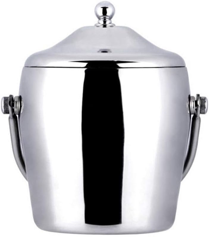 1L Stainless Steel Ice Bucket with Tongs & Lid, Insulated Chiller for Wine, Champagne, Cocktails, and Parties