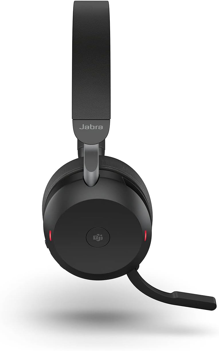 Jabra Evolve2 75 PC Wireless Headset with 8-Microphone Technology - Dual Foam Stereo Headphones with Advanced Active Noise Cancelling, USB-A Bluetooth Adapter and MS Teams-Compatibility - Black