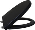 Wttfc Soft Close Toilet Seat,Black Toilet Seats with Adjustable Hinge,Toilet Lid Loo Cover for Family Bathroom with Assemble Fixtures,UF Material,Various Shapes,V Shaped