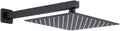 Square Wall Mounted Top Overhead Shower Bathroom Fixture Set Stainless Steel 8/10/11 Inch with Shower Arm Chrome Matt Black(Black 12 inch)