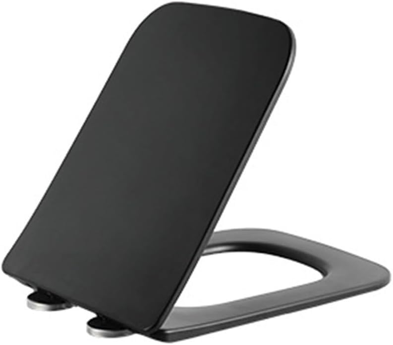 350 * 450mm, Square Toilet Seats, Black Toilet Lid Easy Clean Square Shaped Toilet Seat Soft Close, Quick Release, Top Fix, in UF, Replacement