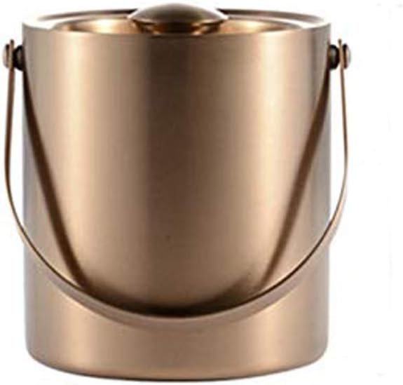 Ice Bucket Insulated Stainless Steel Double Wall Ice Bucket with Lid with Stainless Steel Ice Tong Much Bigger Capacity Wine Cooler -2L