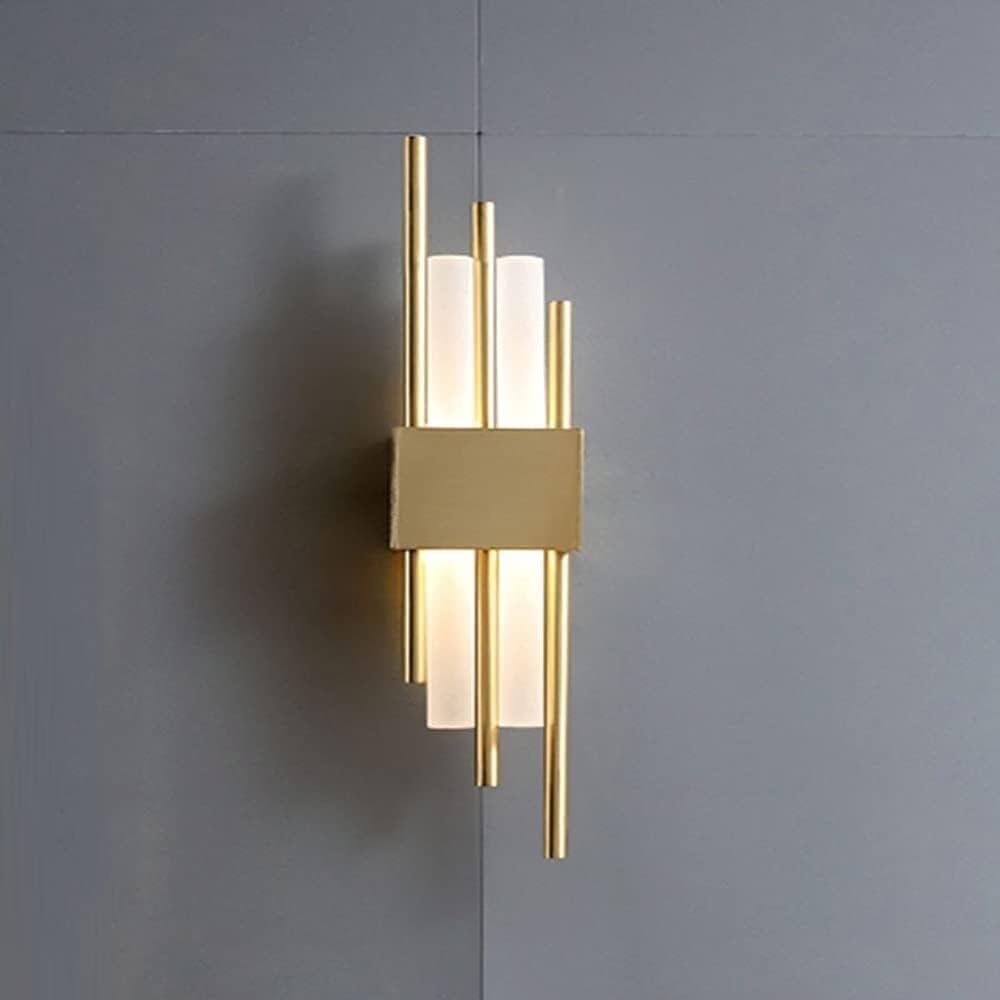 KISAD Wall Lighting Fixtures Nordic Wrought Iron Wall Sconce Modern Minimalist Art Wall Light Wall Mounted Lighting Fixture for Bedroom Bathroom Villa Balcony Decoration(White Light,M-Gold)