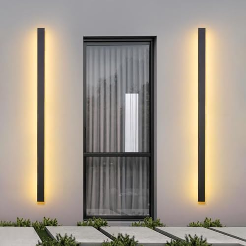 Modern Outdoor LED Motion Sensor Wall Light - Adjustable 3000K/4500K/6000K - Sleek Black Aluminum Square Design for Indoor/Outdoor - Perfect for Bedroom, Living Room, Bathroom (120cm)