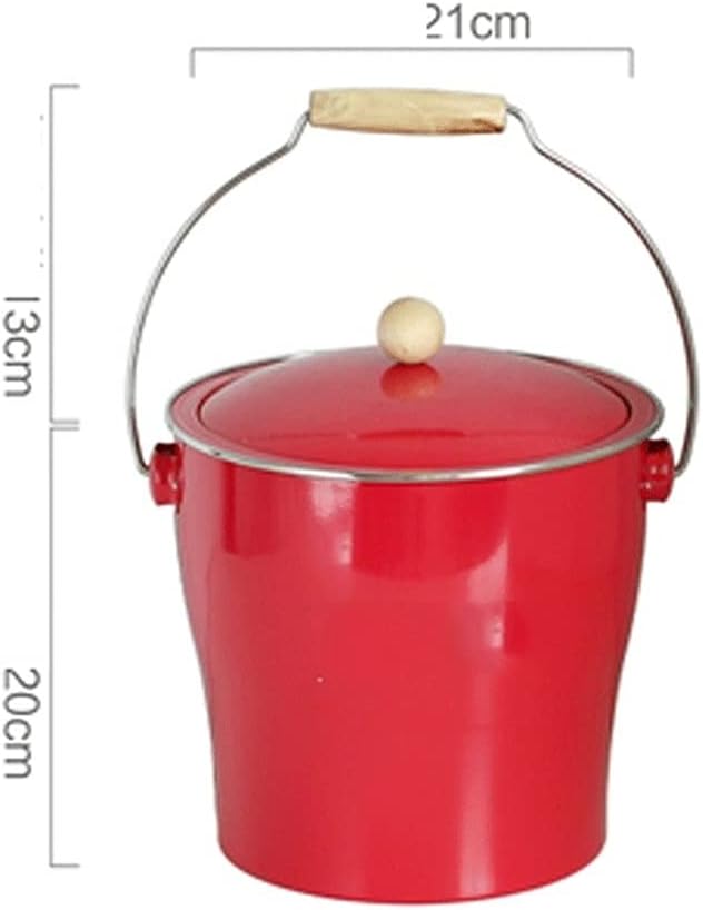 ice bucket, Thickened Storage Bucket Household Beer and Beverage Ice Bucket Double Layer with Lid to Keep Cold (Color : White) (Red)