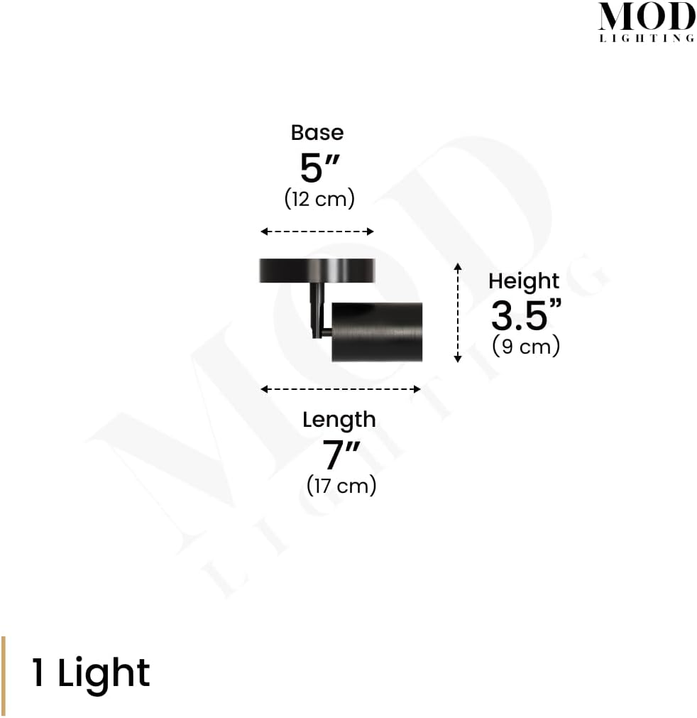MOD LIGHTING Harris | Modern Track Lights LED, Indoor Ceiling Light Fixture for Dining Room, Kitchen Island Ceiling Lights, Solid Brass Light Fixture (Matte Black | Warm White | 1-Light)
