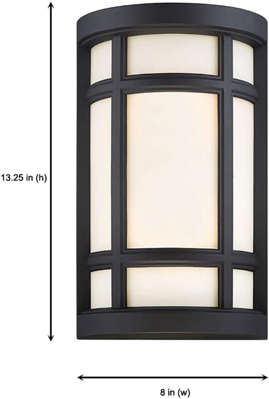 DESIGNERS FOUNTAIN Logan Square 2-Light Outdoor Wall Sconce, 8 Inch Lighting Fixture for Patio, Porch and Front Door, Black, 34121-BK